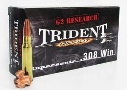 G2 Research 308 Winchester Ammunition 150 Grain Trident Ripout Hollow Point 20 Rounds