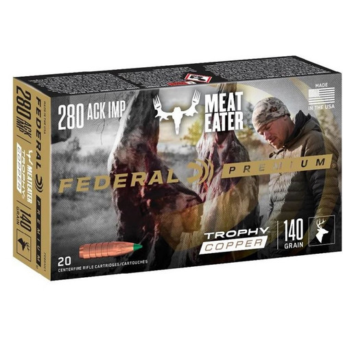 Federal 280 Ack Imp Ammunition P280AITC1 140 Grain Trophy Copper Ballistic Tip 20 Rounds