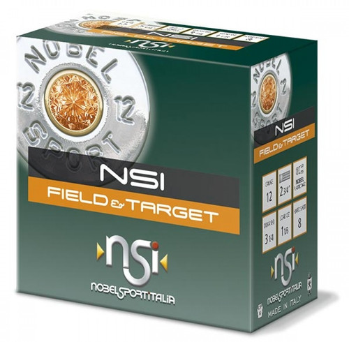 Nobel Sport Italia Field & Target 12 Gauge Ammunition ANSF128CASE 2-3/4" #8 Shot 1-1/8oz 1255fps CASE 250 Rounds