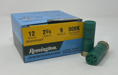 Remington 12 Gauge Ammunition LF129B00 2-3/4" 9 Pellet Frangible 00 Buck CASE 250 Rounds