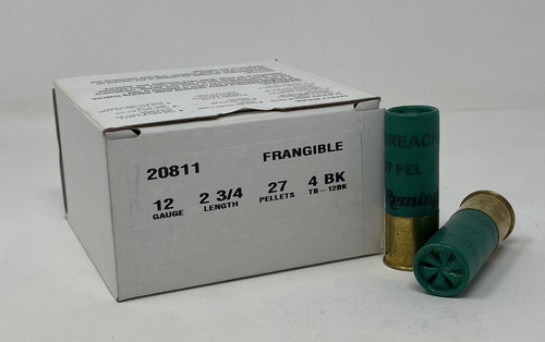 Remington Tactical Breaching 12 Gauge Ammunition TB12BK 2-3/4" 27 Pellets 4 Buck 25 Rounds