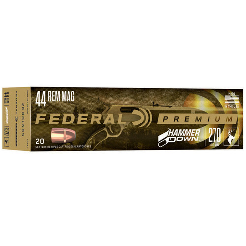 Federal Premium 44 Rem Mag Ammunition LG441 270 Grain Hammer Down Jacketed Soft Point 20 Rounds