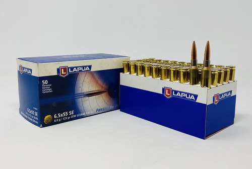 Lapua 6.5x55 Lapua Ammunition Scenar LU4316032 123 Grain Hallow Point Boat Tail 2720FP 50 Rounds