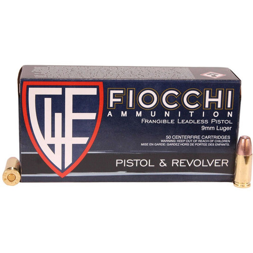 Fiocchi 9mm Luger Frangible Ammunition FI9FRANG 100 Grain Frangible 50 Rounds