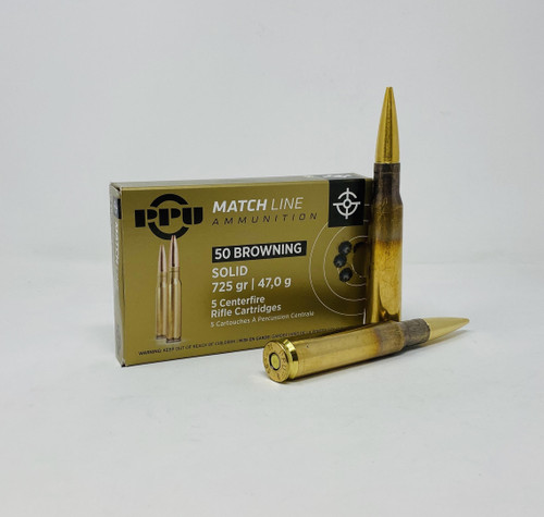 Prvi PPU 50 BMG Ammunition PPM50 725 Grain Full Metal Jacket 5 Rounds