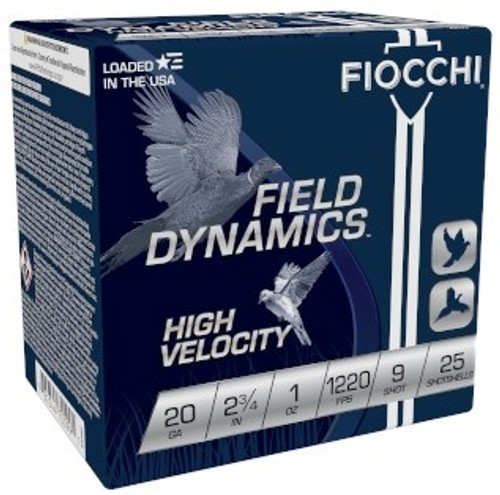 Fiocchi 20 Gauge Ammunition FI20HV9 2-3/4" 1 oz 9 Shot 25 Rounds