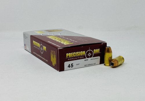 Precision One 45 GAP Ammunition PONE146 185 Grain Hollow Point 50 Rounds