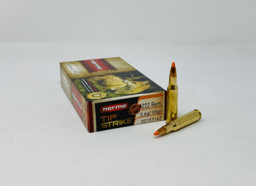 Norma Tip Strike 222 Rem Ammunition 20157142 55 Grain Ballistic Tip 20 Rounds