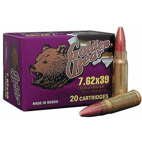 Golden Bear 7.62x39mm Ammunition GB762FMJ 123 Grain Full Metal Jacket 20 Rounds