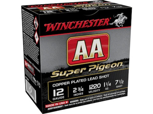 Winchester 12 Gauge Ammunition AA12SP7 2-3/4" 1-1/4 oz 7-1/2 Shot Super Pigeon CASE 250 Rounds