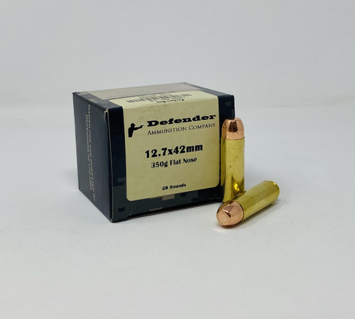 Defender 12.7x42mm (50 Beowulf) Ammunition DEF50BWFN 350 Grain Flat Nose 20 Rounds