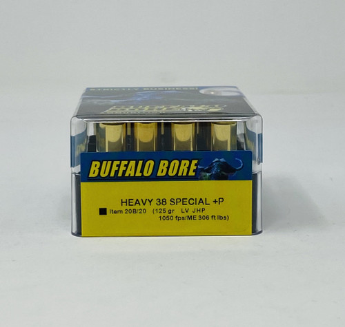 Buffalo Bore 38 Special +P Ammunition BBA20B20 125 Grain LV Jacketed Hollow Point 20 Rounds