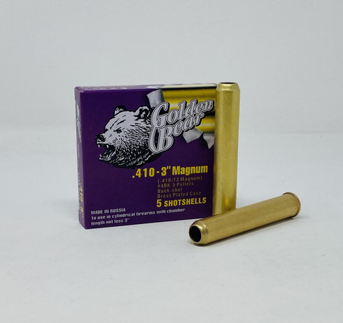 Golden Bear 410 Bore Magnum GB41B5 3" 4 Buck 5 Pellets Brass Plated Case 5 Rounds