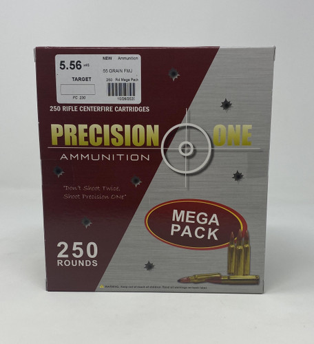 Precision One 5.56x45mm NATO Ammunition PONE230 55 Grain Full Metal Jacket 250 Rounds