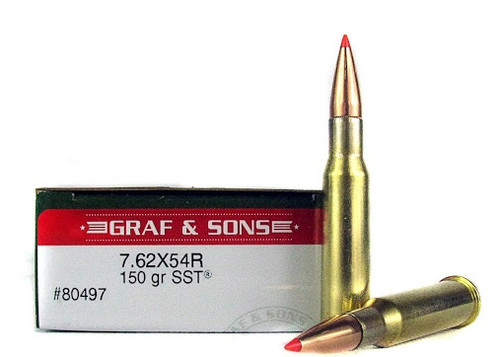 Graf And Sons Hornady 7.62x54R Ammunition H80497 150 Grain SST Ballistic Tip 20 Rounds