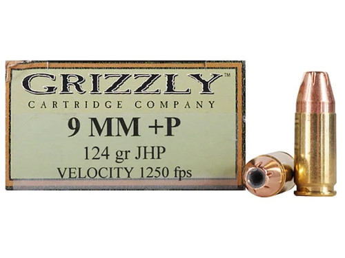 Grizzly 9mm +P Ammunition GC9M+P7 124 Grain Jacketed Hollow Point 20 Rounds