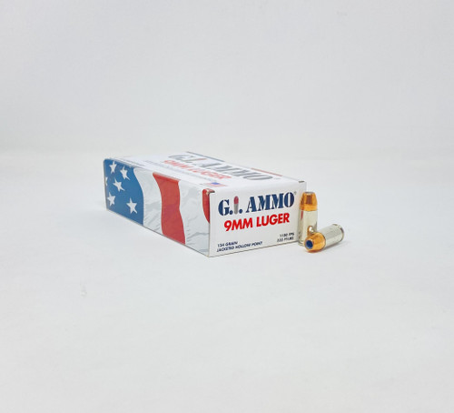 G.I. Ammo 9mm Luger Ammunition ATOM9124N 124 Grain Jacketed Hollow Point 50 Rounds