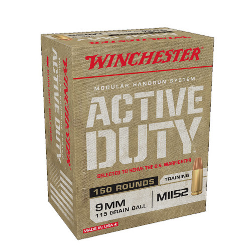 Winchester 9mm Luger MII52 Ammunition WIN9MHSCL 115 Grain Full Metal Jacket Flat Point 150 Rounds