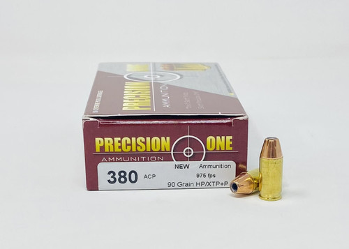 Precision One 380 Auto Ammunition PONE3 90 Grain XTP +P Hollow Point 50 Rounds