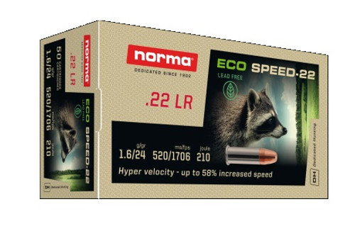 Norma 22 Long Rifle ECO Speed-22 Ammunition NORMA640040050 24 Grain Copper Coated Zinc Core 50 Rounds