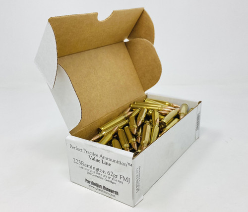 Parabellum Research 223 Rem *REMAN* Ammunition PV-223REM-62-FMJ 62 Grain Full Metal Jacket 100 Rounds