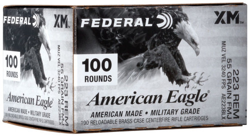 Federal American Eagle 223 Remington Ammunition AE223BLKX 55 Grain Full Metal Jacket 100 Rounds