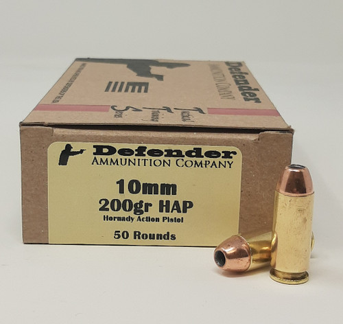 Defender 10mm *REMAN* Ammunition DEF10MM200HAPR 200 Grain Hornady Action Pistol 50 Rounds