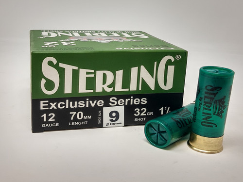 Sterling 12 Gauge Ammunition STRLG1232G9CASE 2-3/4" 1-1/8 oz #9 Shot CASE 250 Rounds