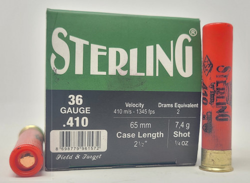Sterling 410 Bore Ammunition STRLG36G410GOLD 2-1/2" Gold Slug 1/4oz 1345fps 25 Rounds