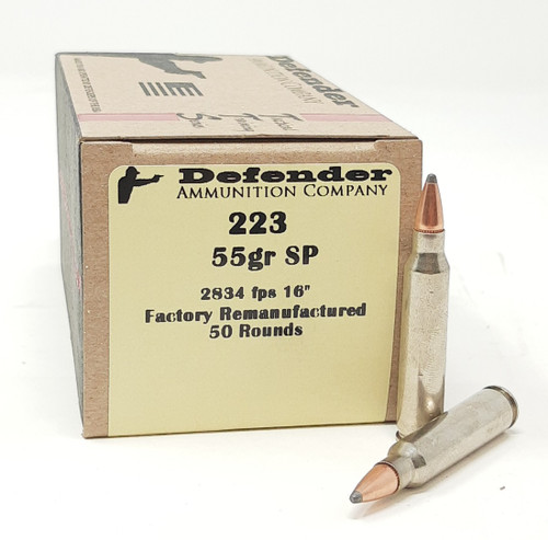 Defender 223 Rem *REMAN* Ammunition DEF223R55SP 55 Grain Soft Point 50 Rounds