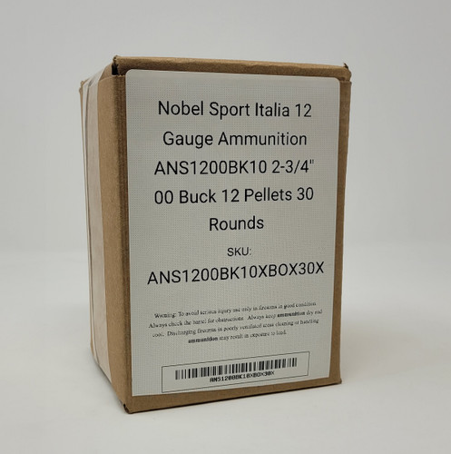 Nobel Sport Italia 12 Gauge Ammunition ANS1200BK10XBOX30X 2-3/4" 00 Buck 12 Pellets 30 Rounds