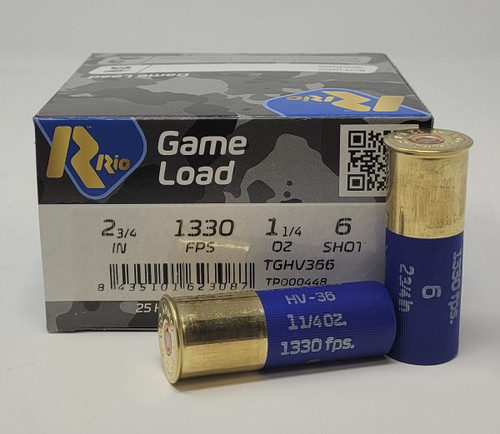 Rio Game Load 12 Gauge Ammunition TGHV366CASE 2-3/4" 1-1/4 oz 1330 FPS #6 Shot CASE 250 Rounds