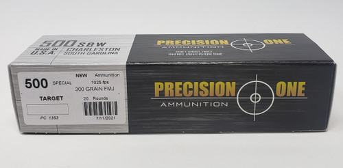 Precision One 500 Special Ammunition PONE1353 300 Grain Full Metal Jacket 20 Rounds