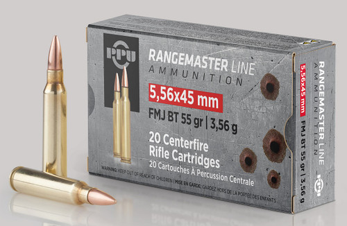 Prvi PPU Rangemaster 5.56x45mm NATO Ammunition PPRM5561 55 Grain Full Metal Jacket 20 Rounds