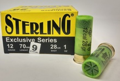 Sterling 12 Gauge Ammunition  STRLG1228G9BIOR 2-3/4" 1 oz #9 Shot Bior Wad 25 Rounds