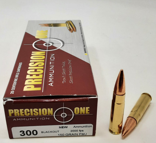 Precision One 300 Blackout 150 Grain Full Metal Jacket PONE211 20 Rounds