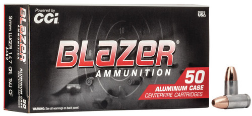 CCI Blazer Clean Fire 9mm Ammunition CCI3462 147 Grain Total Metal Jacket 50 Rounds