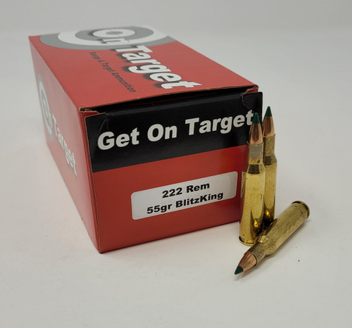 On Target .222 Rem Ammunition OT222BK55R 55 Grain Blitz King 50 Rounds