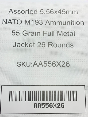 Assorted 5.56x45mm NATO M193 Ammunition 55 Grain Full Metal Jacket 26 Rounds