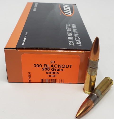 HSM 300 Blackout Ammunition HSMA300BLK10N 200 Grain Sierra Hollow Point Boat Tail 20 Rounds