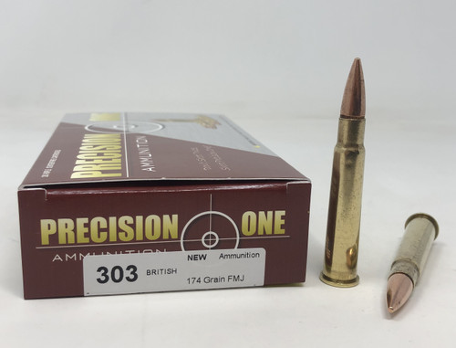 Precision One 303 British Ammunition PONE1379 174 Grain Full Metal Jacket 20 Rounds