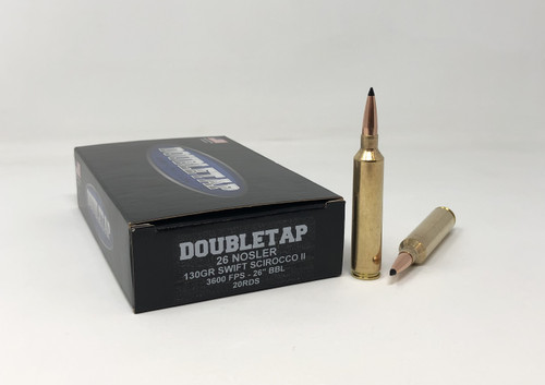 Double Tap 26 Nosler Ammunition DT26N130S20 130 Grain Swift Scirocco II 20 Rounds