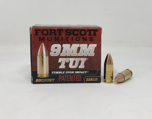 Fort Scott Munitions 9mm Luger Ammunition FSM9MM115SCV 115 Grain Solid Copper Spun 20 Rounds