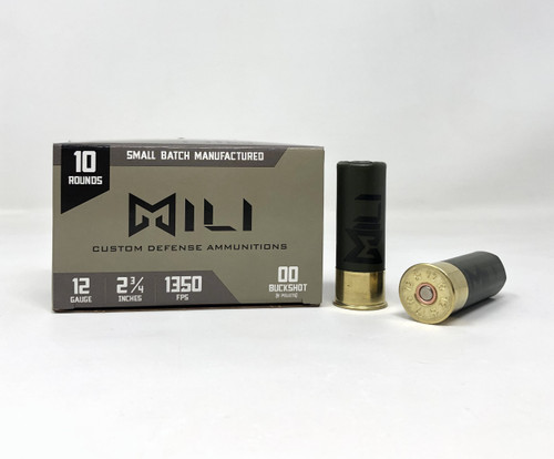 Mili Custom Defense 12 Gauge Ammunition MILI1200BUCK 2-3/4" 9 Pellet 00 Buckshot 1350fps 10 Rounds