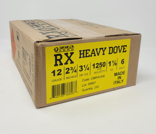 Clever RX Heavy Dove 12 Gauge Ammunition CMRXHD6CASE 2-3/4" 1-1/8oz #6 Shot 1250fps CASE 250 Rounds