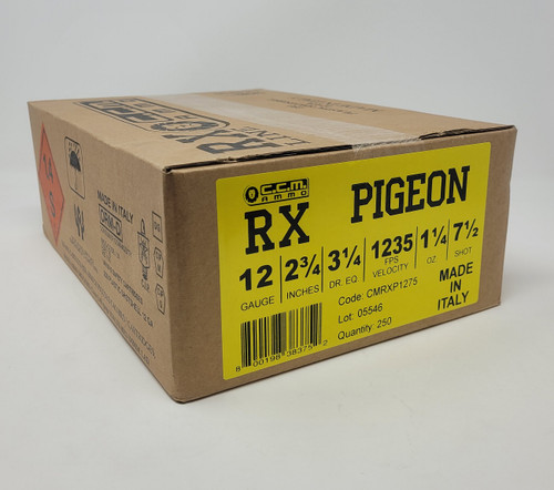 Clever RX Pigeon 12 Gauge Ammunition CMRXP1275 2-3/4" 1-1/4oz #7.5 Shot 1235fps CASE 250 Rounds