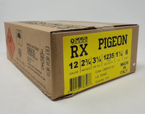 Clever RX Pigeon 12 Gauge Ammunition CMRXP126CASE 2-3/4" 1-1/4oz #6 Shot 1235fps CASE 250 Rounds