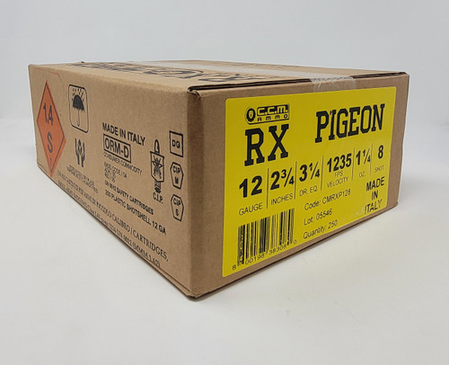 Clever RX Pigeon 12 Gauge Ammunition CMRXP128CASE 2-3/4" 1-1/4oz #8 Shot 1235fps CASE 250 Rounds