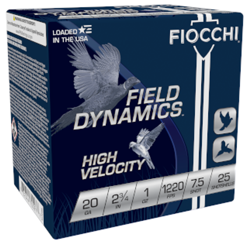 Fiocchi 20 Gauge Ammunition FI20HV75CASE 2-3/4" 1oz #7.5 Lead Shot 1220 FPS CASE 250 Rounds