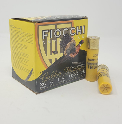 Fiocchi 20 Gauge Ammunition Golden Pheasant FI203GP75 3" 1-1/4oz #7.5 Shot 1200 FPS 25 Rounds
